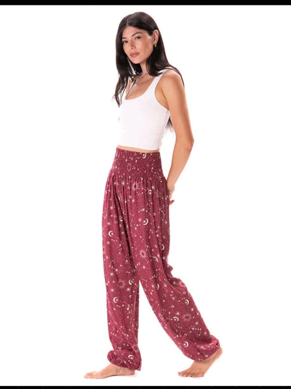 Lotus & Luna - Cranberry Starry Night Harem Pants